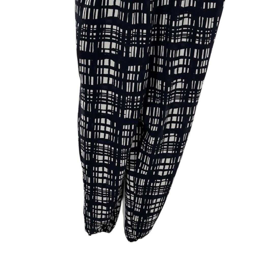 Madewell Navy Blue Brushstroke Plaid Sleeveless Ankle Tie Jumpsuit - Picture 4 of 11